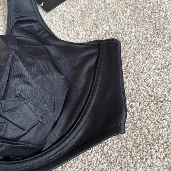 SYROKAN Women's Sports Bra Black Underwire Plus Size 46F NEW - Picture 3 of 10